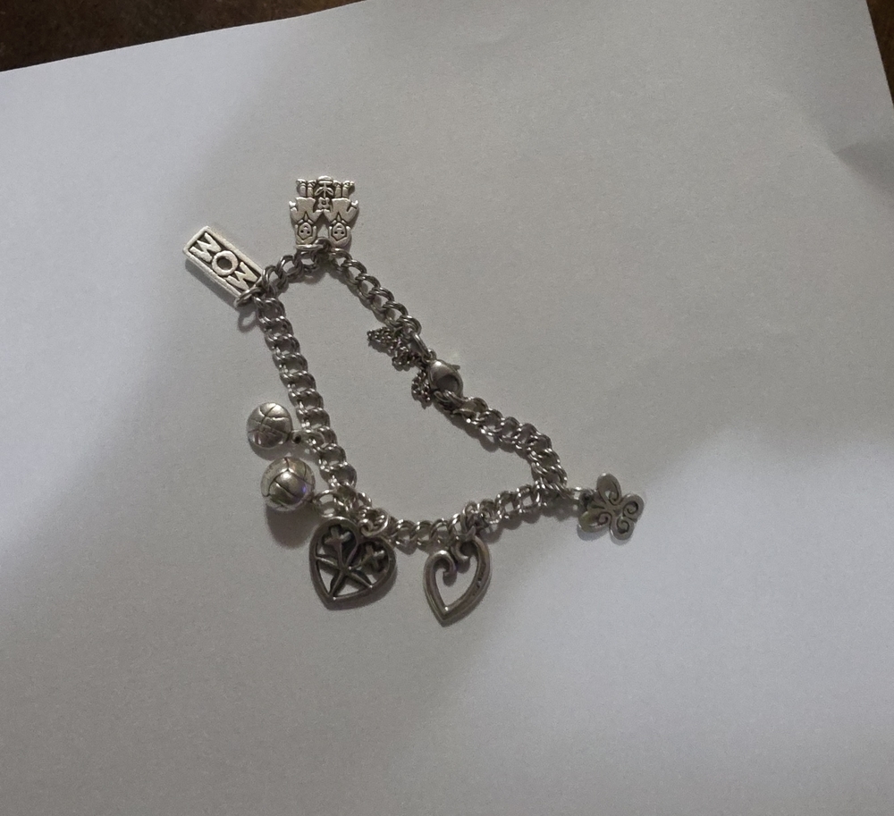 James Avery Silver Charm Bracelet with Hearts & Floral Charms